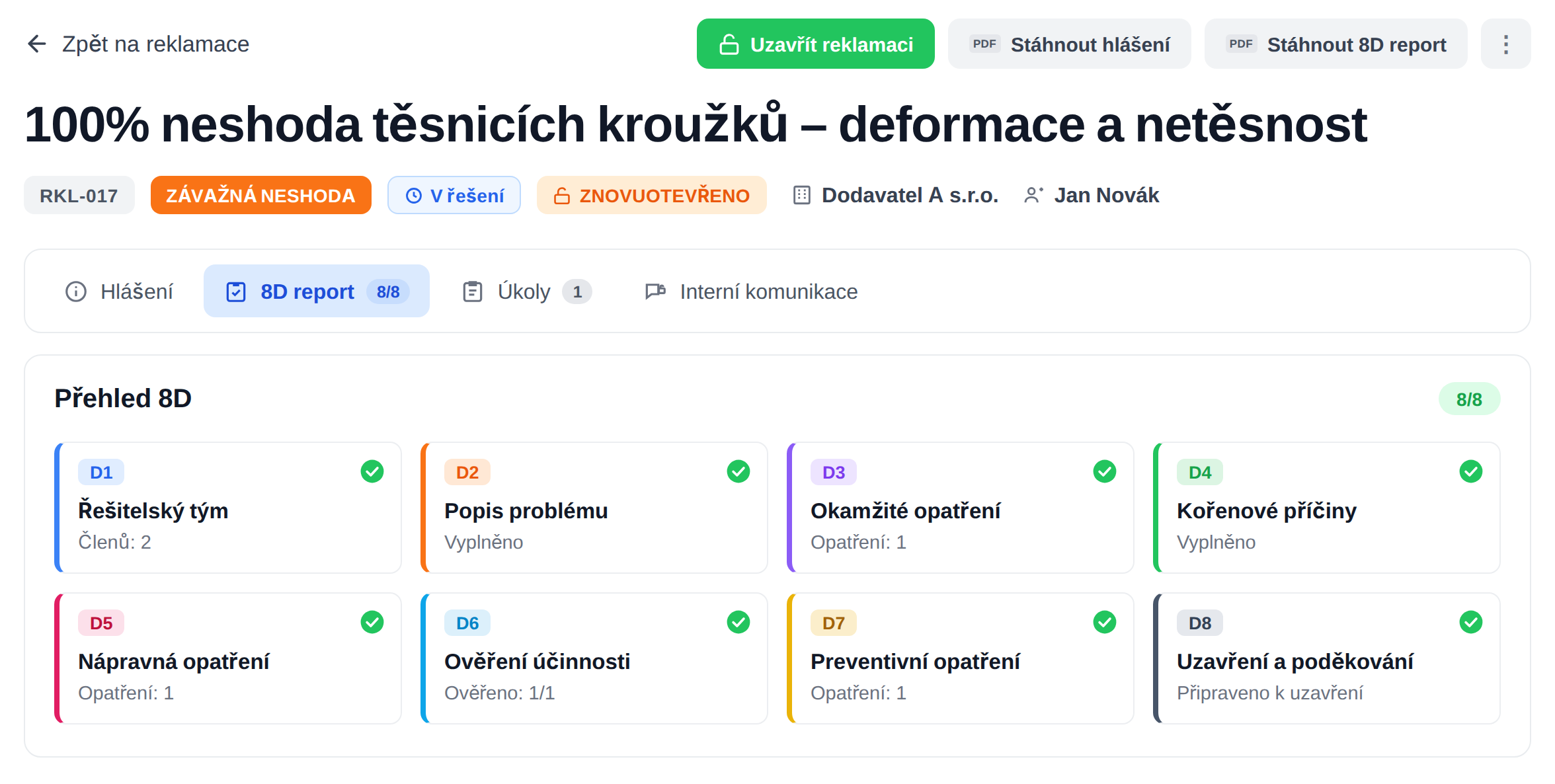 iDomino - 8D report reklamace